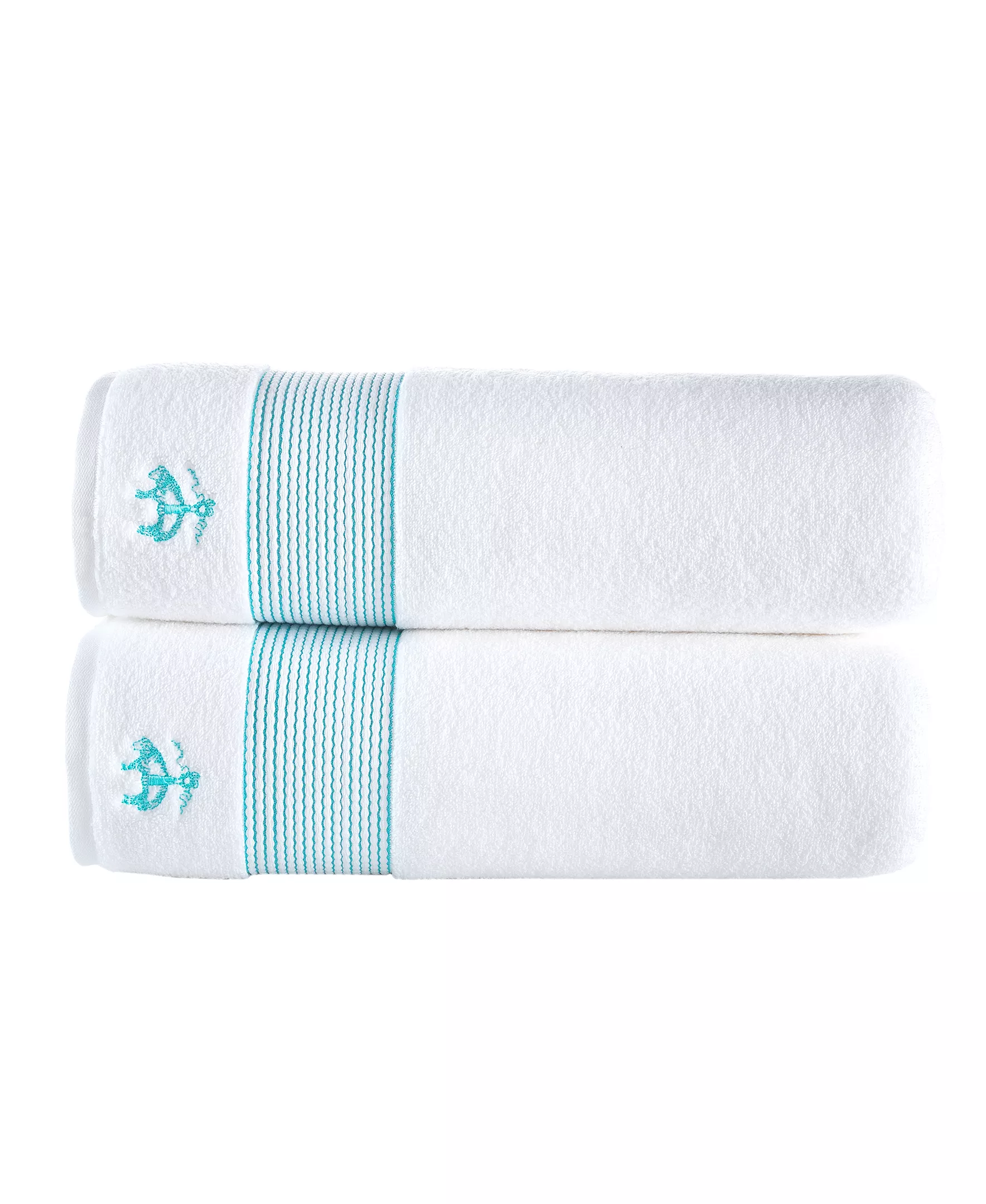 Brooks Brothers Rope Stripe Border 2 pcs Bath Sheets
