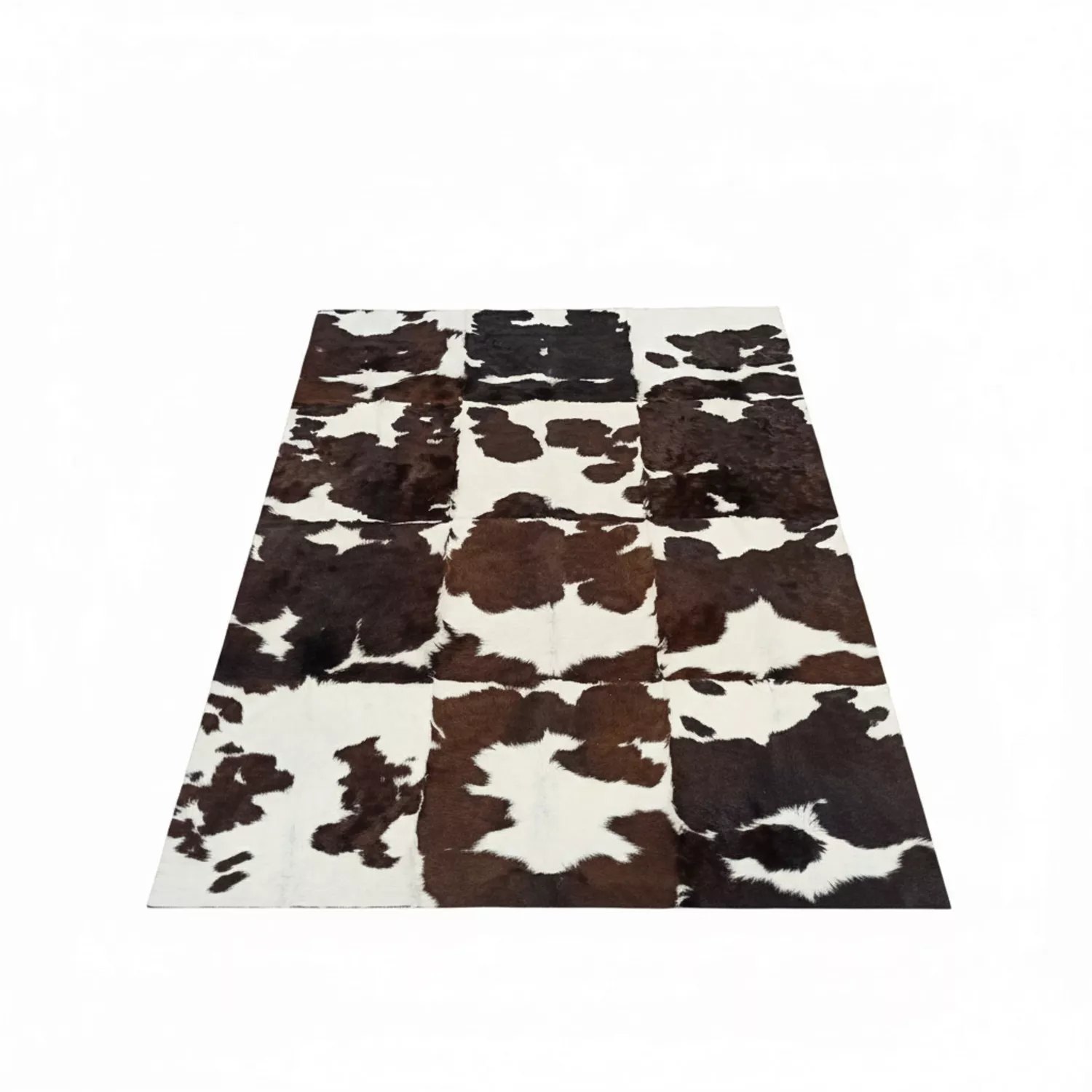 Brown and White Patchwork Cowhide Rug