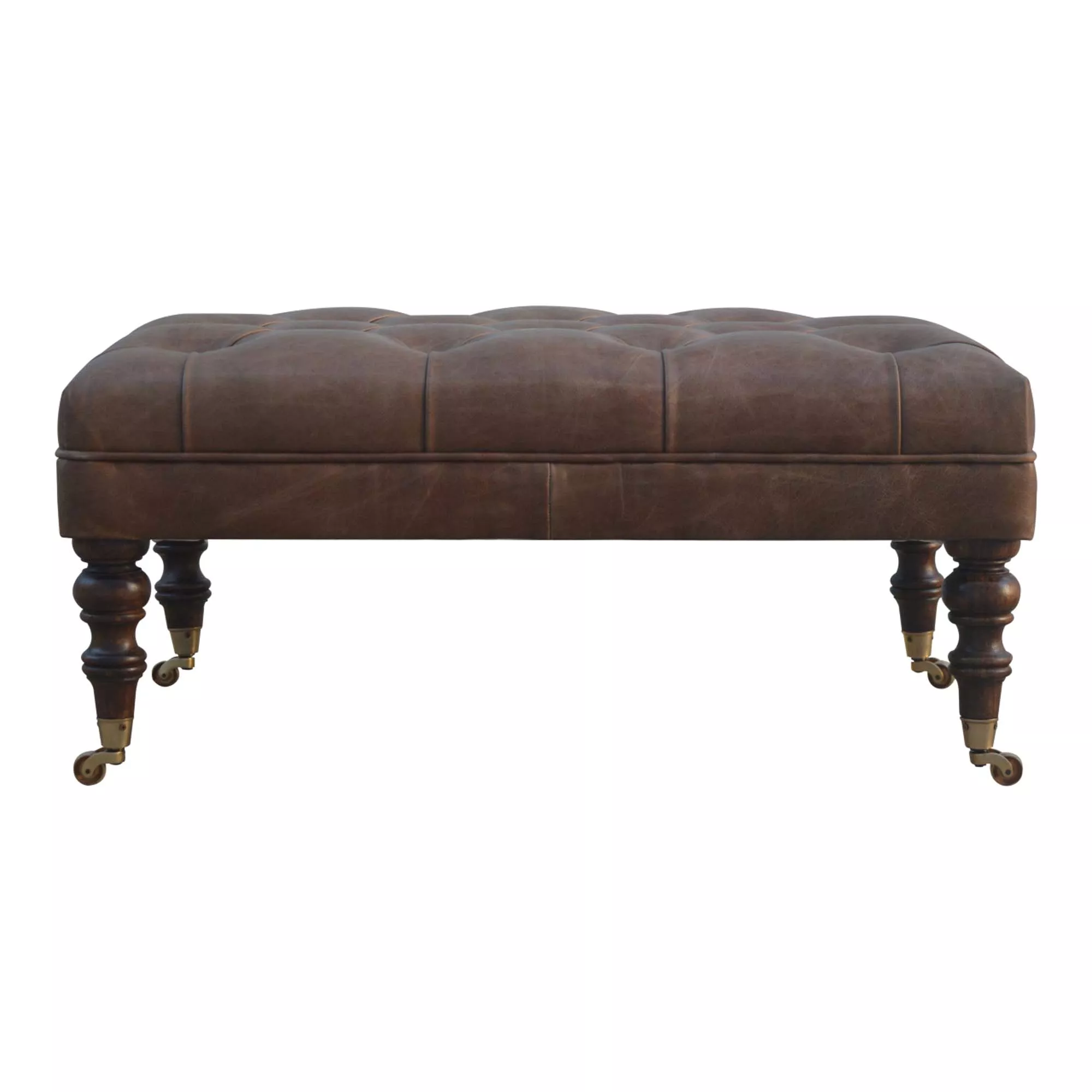 Buffalo Leather Ottoman with Castor Legs