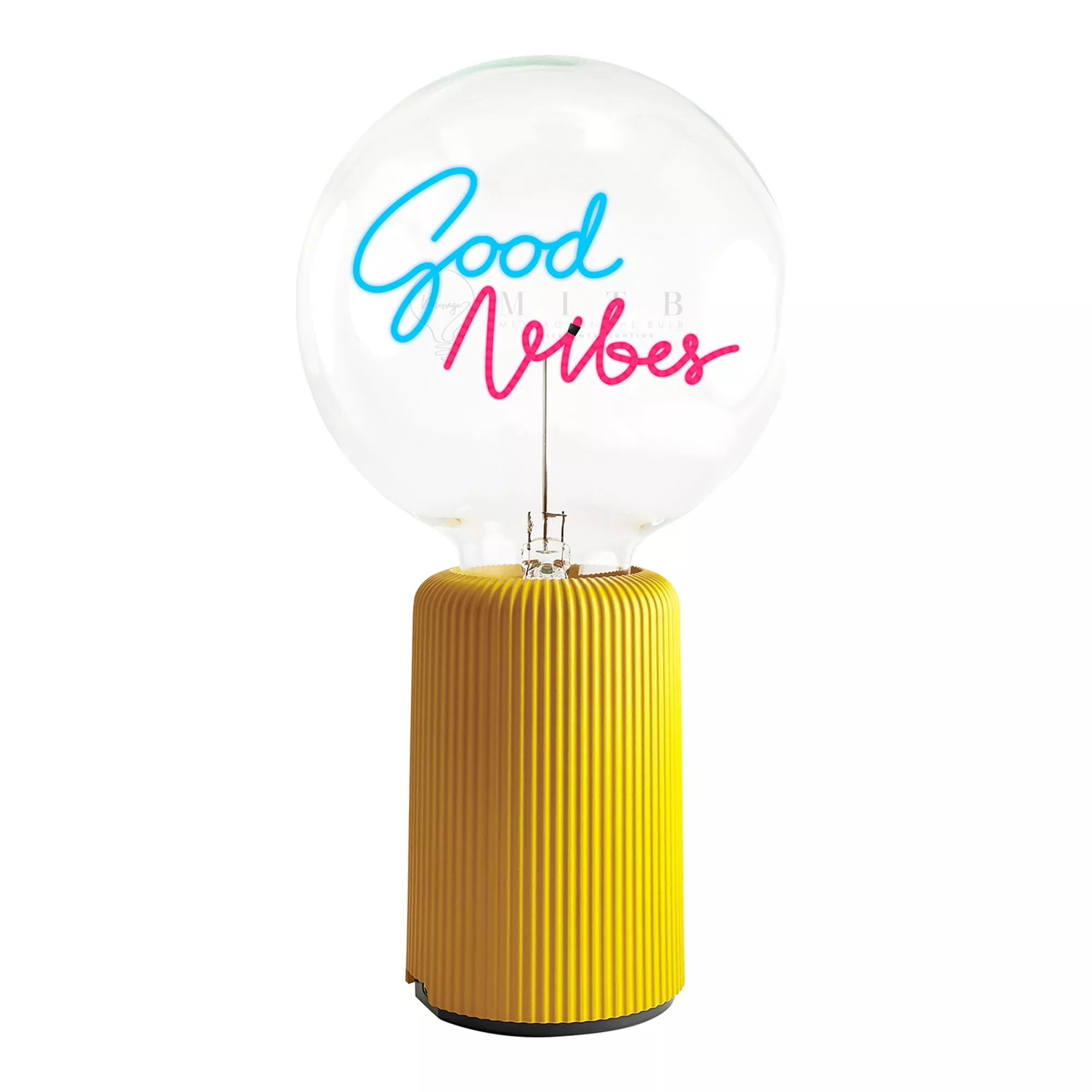 Bulb GOOD VIBES Blue/ Red with Base Table Lamp PORTABLE Pop
