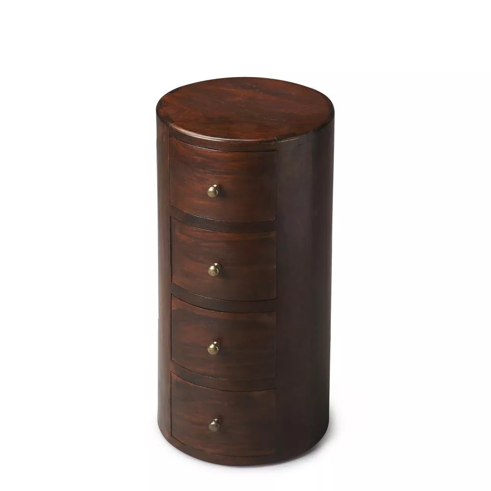 Butler Specialty Company Liam Solid Wood End Table with Storage, Dark Brown