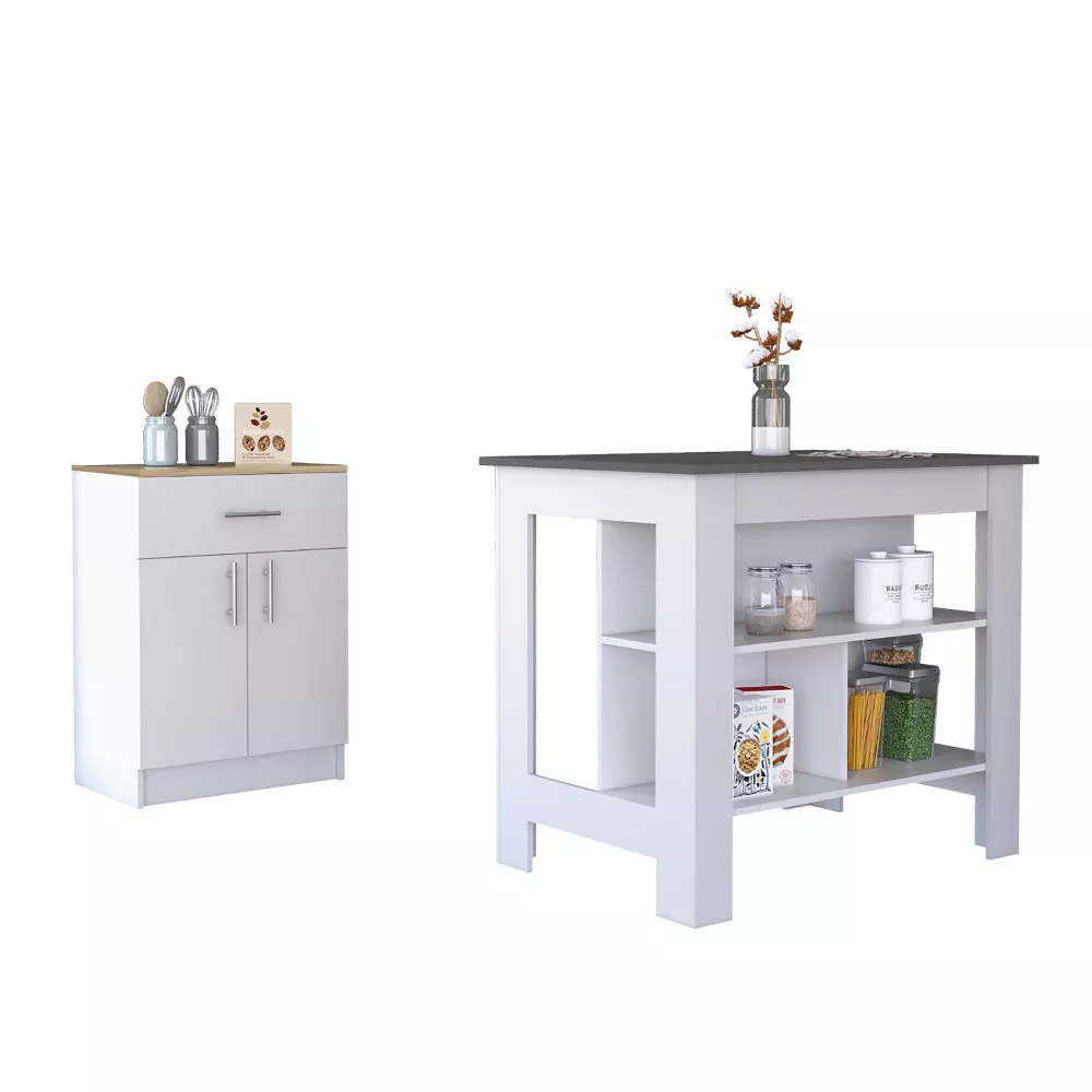 California 2 Piece Kitchen Set, Kitchen Island + Kitchen Pantry