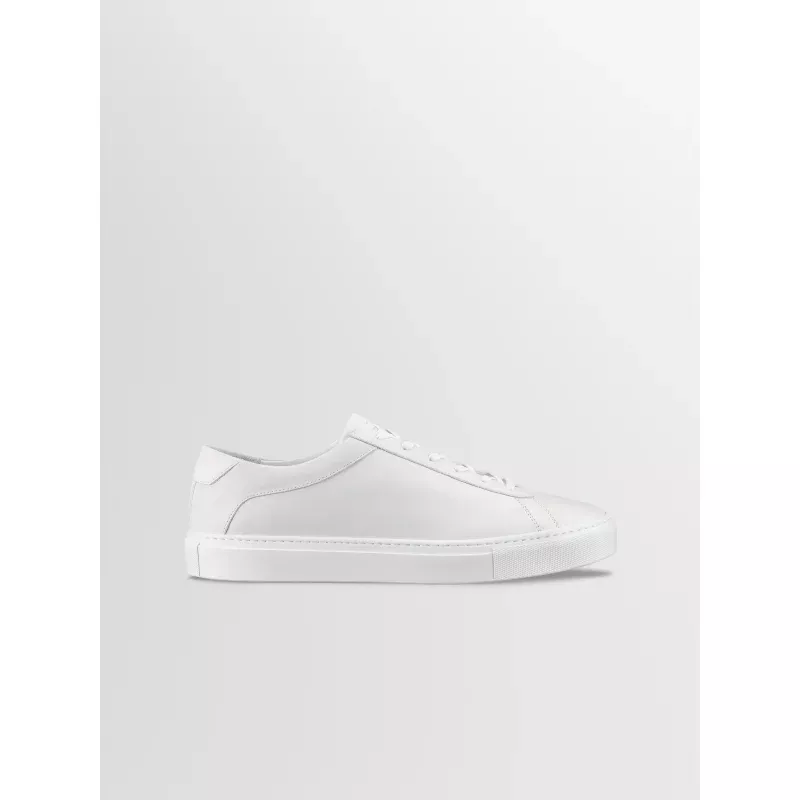 Capri Leather Sneaker in Triple White Rose Anvil