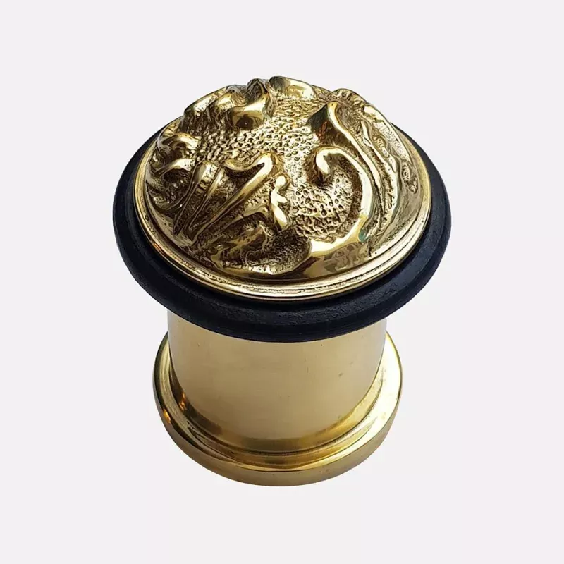 Cast Brass Scrolled Design Doorstop - Pattern 1