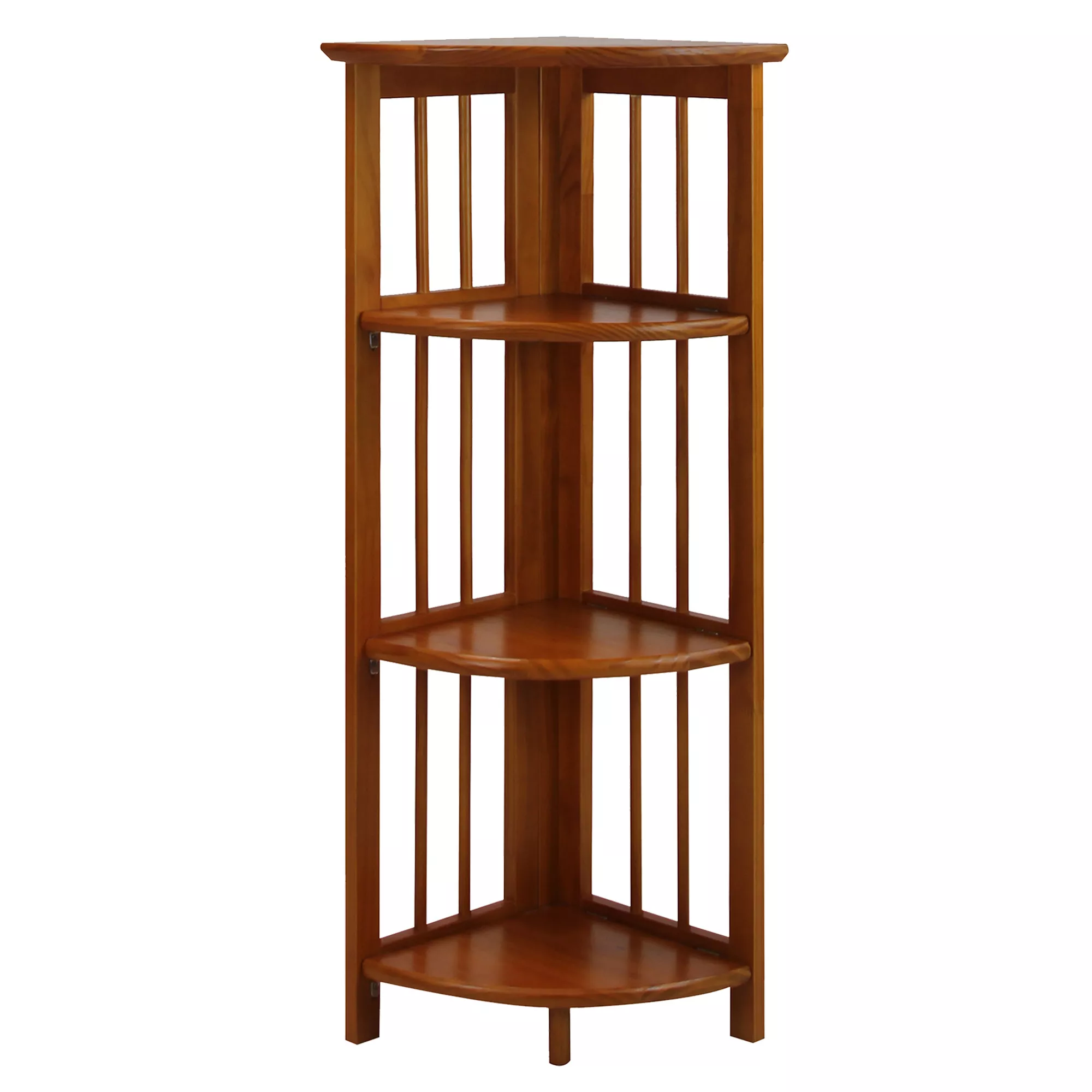 Casual Home 4-Shelf Corner Folding Bookcase, Honey Oak
