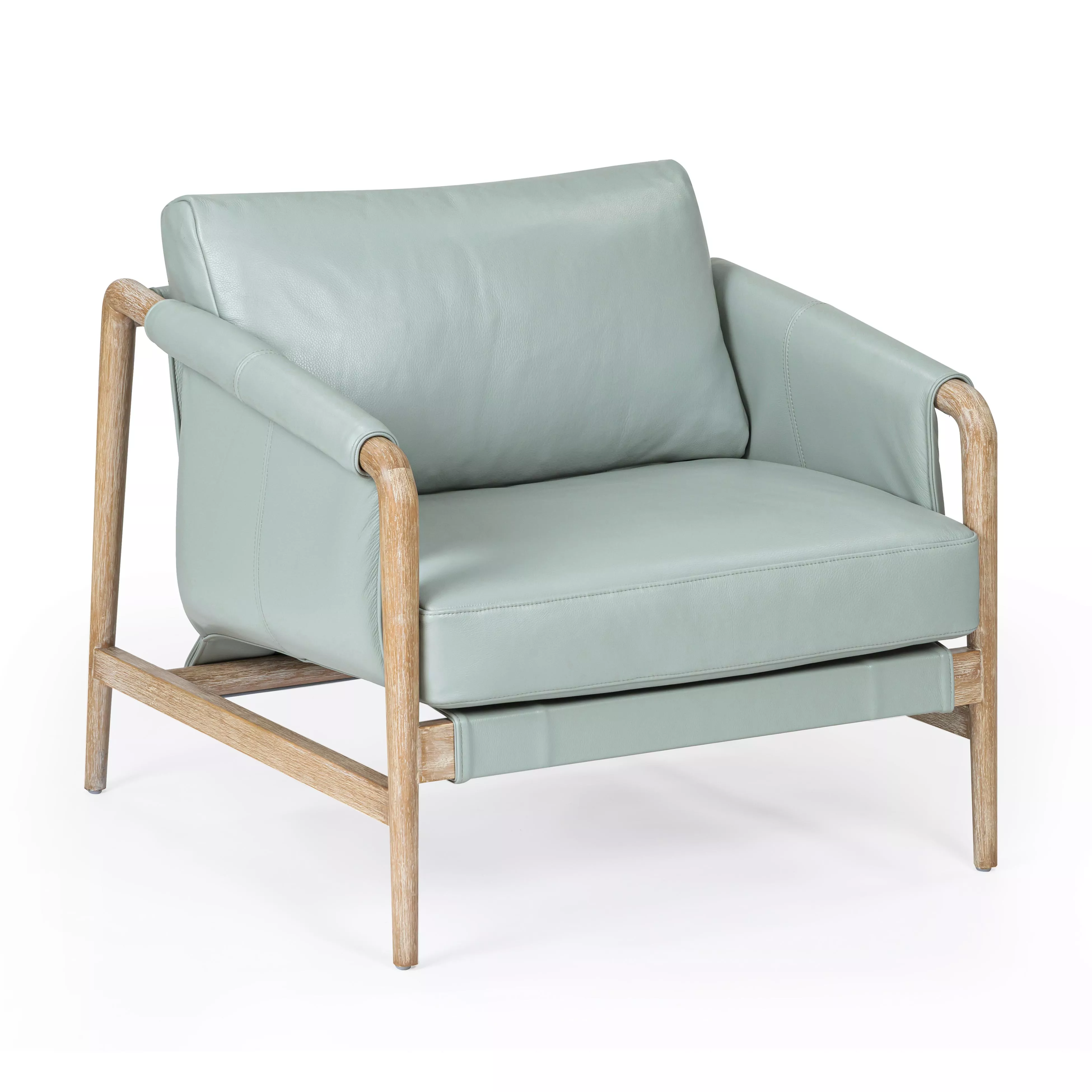 Chakka Blue Genuine Leather Accent Chair