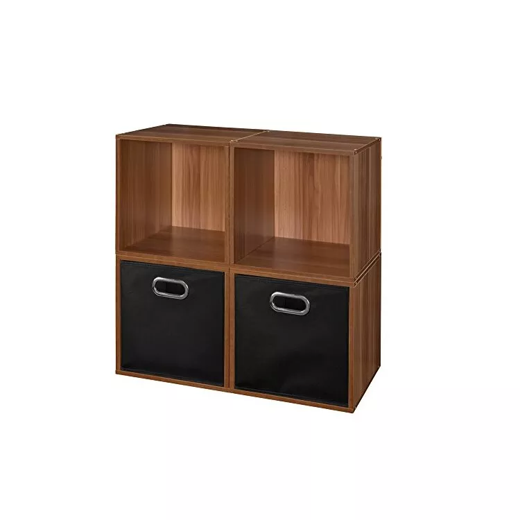 Cherry/Black Storage Cubes & Bins Set - 4 Cubes + 2 Canvas Tote Bins - Regency Seating