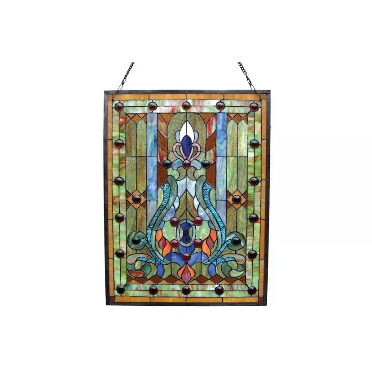 Chloe Lighting Tiffany-Glass Victorian Window Panel 18X24