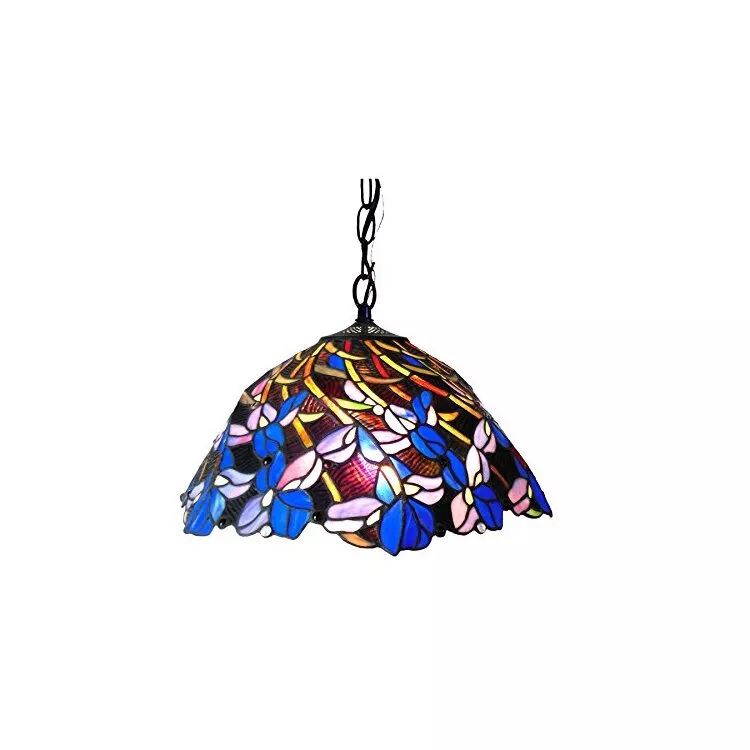 Chloe Lighting Tiffany-Style Iris Pendant Lamp - 2 Light Hanging Shade