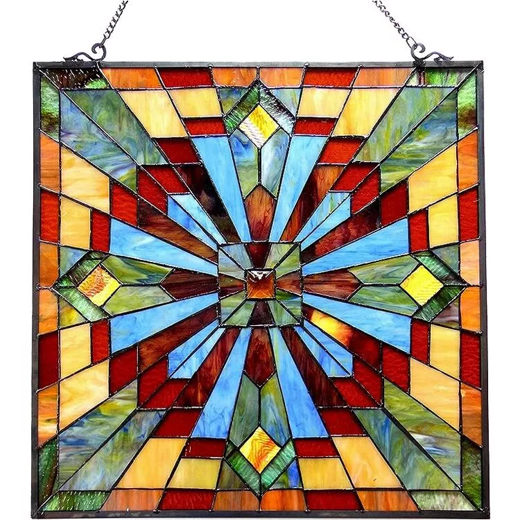 Chloe Lighting Tiffany-Style Window Panel - 24" Mission Design Art Glass