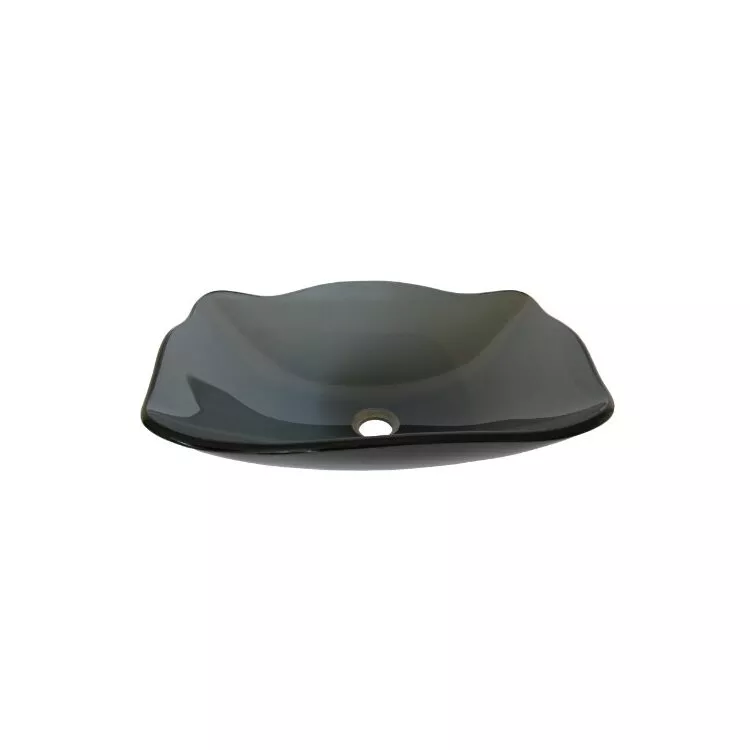 Chrome Glass Vessel Bathroom Sink Set, Retangular Design - Novatto