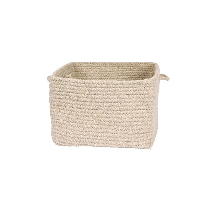 Chunky Natural Wool Square Basket - Light Gray 18"x12"