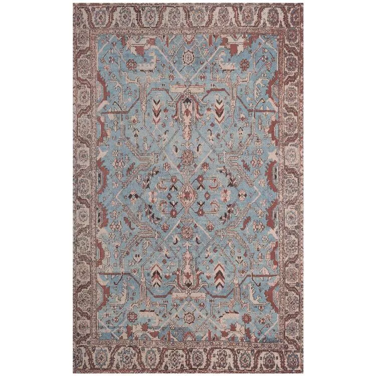 Classic Vintage Blue/Red Medium Rectangle Rug