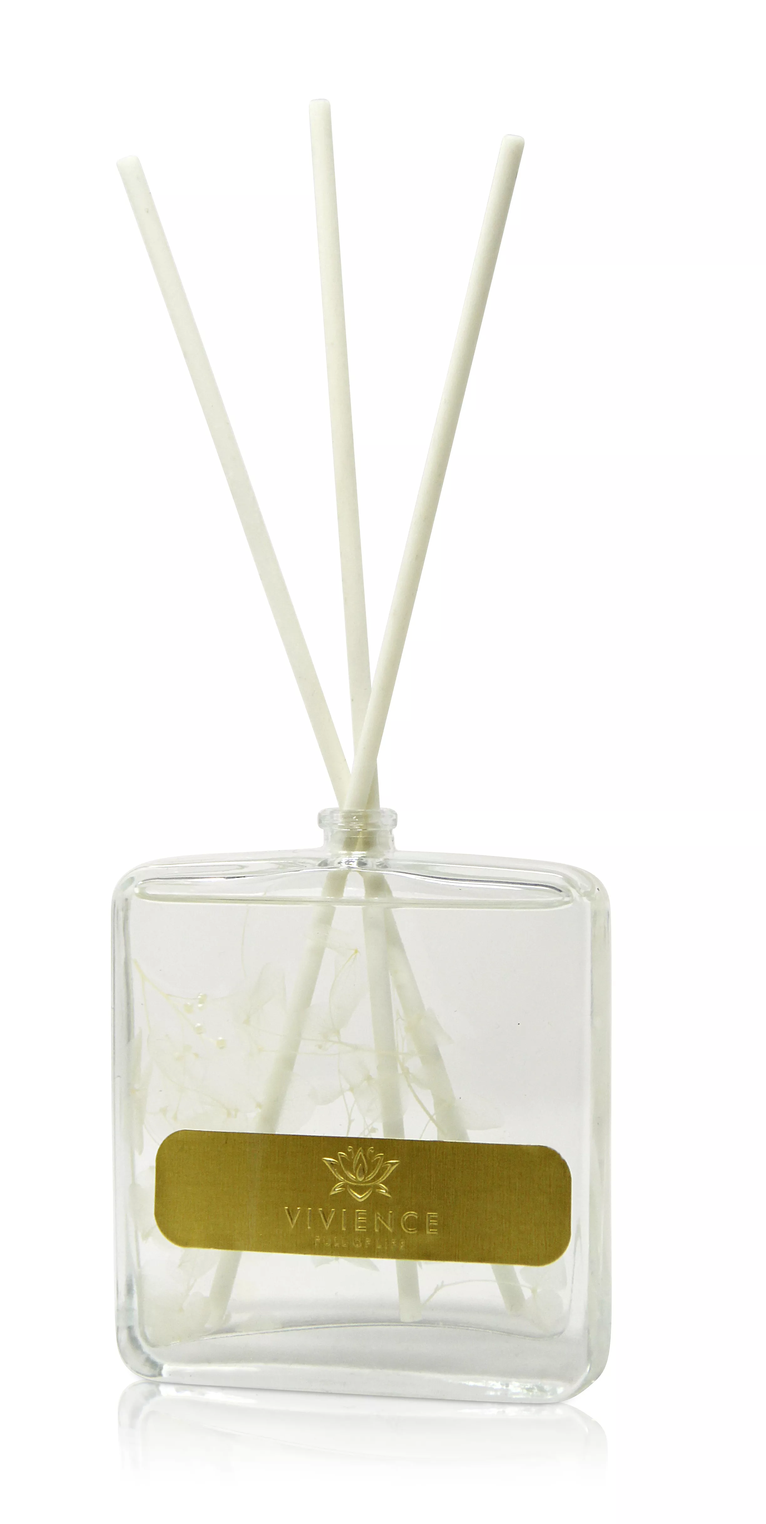 Clear Bottle Reed Diffuser With White Flower And White Reeds, "Cold Water" Scent