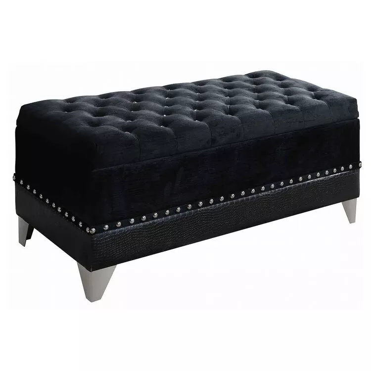 Coaster Barzini Tufted Rectangular Trunk with Nailhead Black