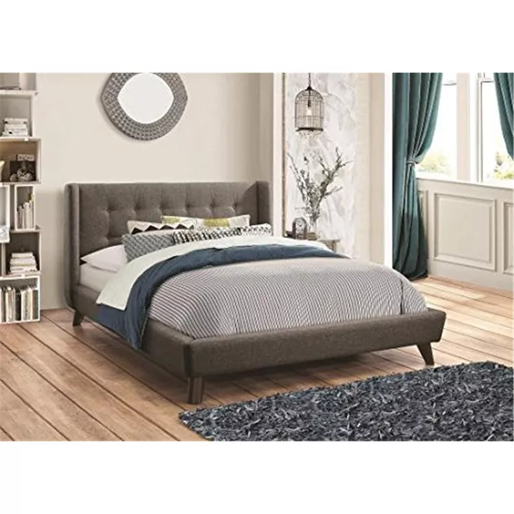 Coaster Carrington Full Upholstered Wing Bed Grey
