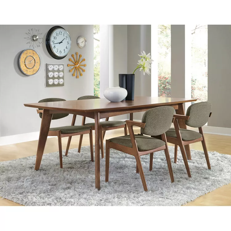 Coaster Malone 5-Piece Dining Set with Open Back Side Chairs Dark Walnut and Grey