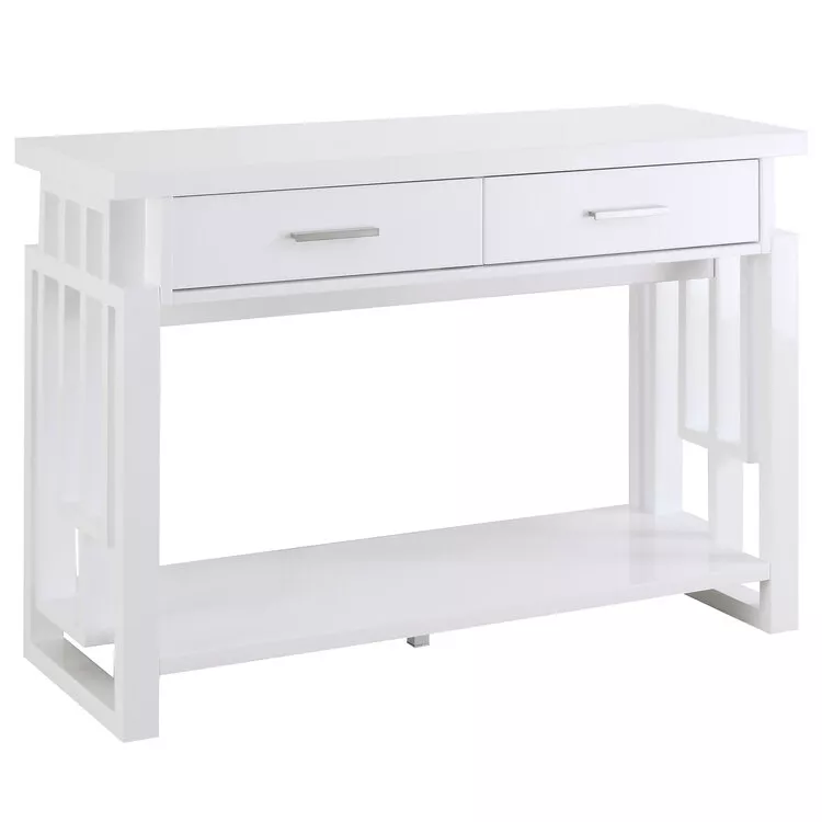 Coaster Schmitt Rectangular 2-drawer Sofa Table High Glossy White