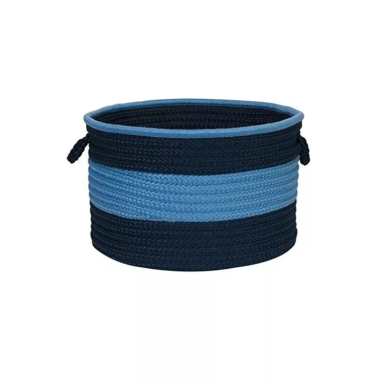 Color Block Round Basket - Navy/Blue 24"x14"