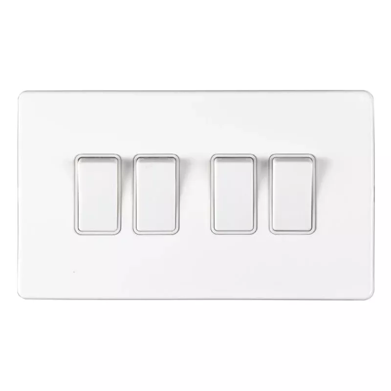 Concealed 3mm 4 Gang Switch - Matt White