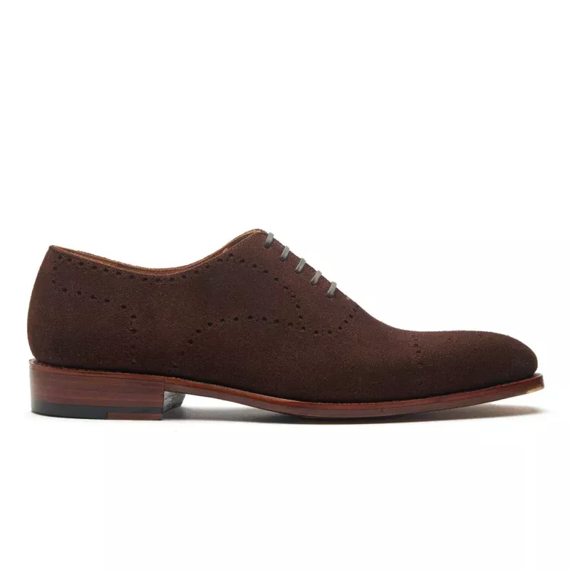 Constello - Seamless Brogue Whole Cut Oxford - Brown Suede