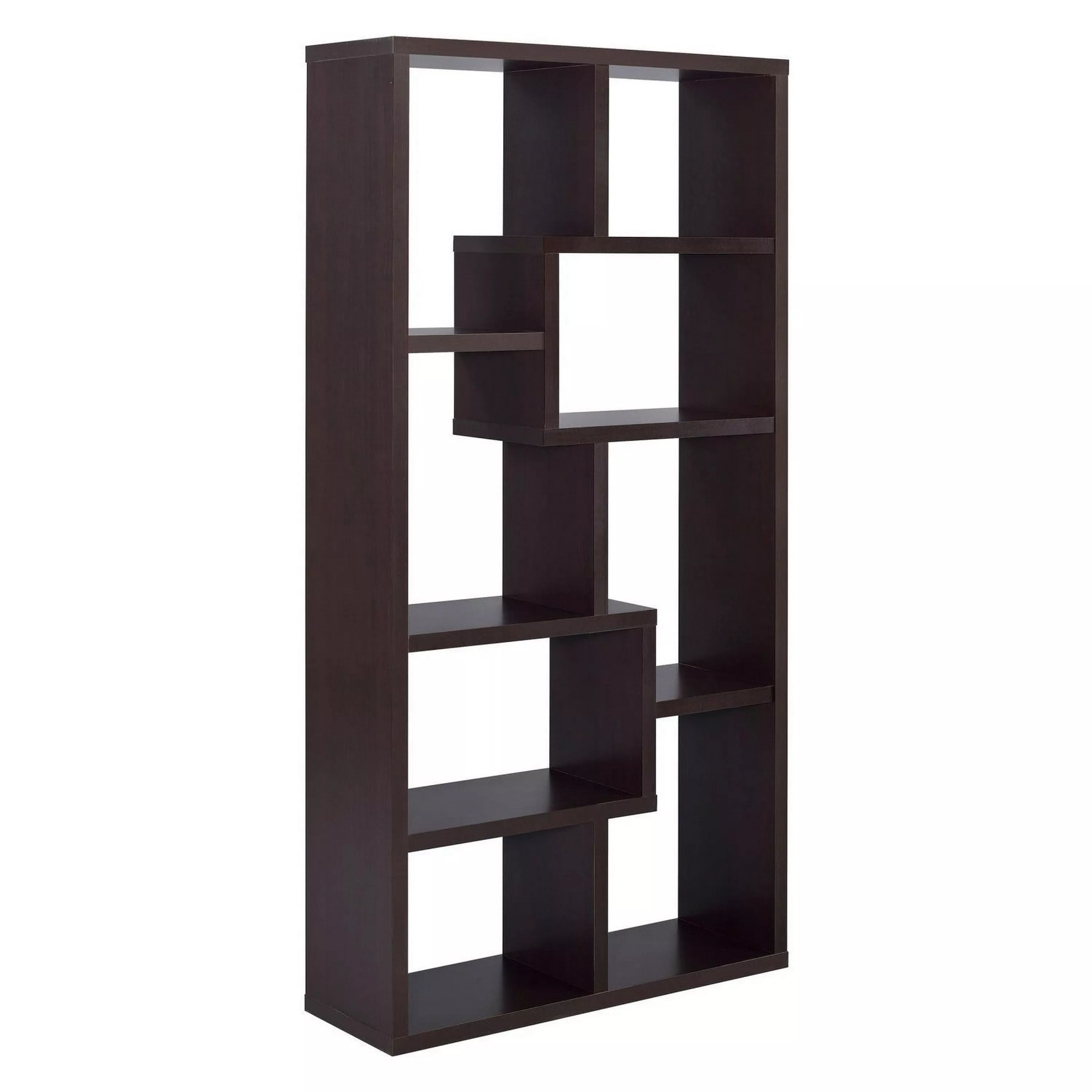 Contemporary Asymmetrical Cube Bookcase, Brown