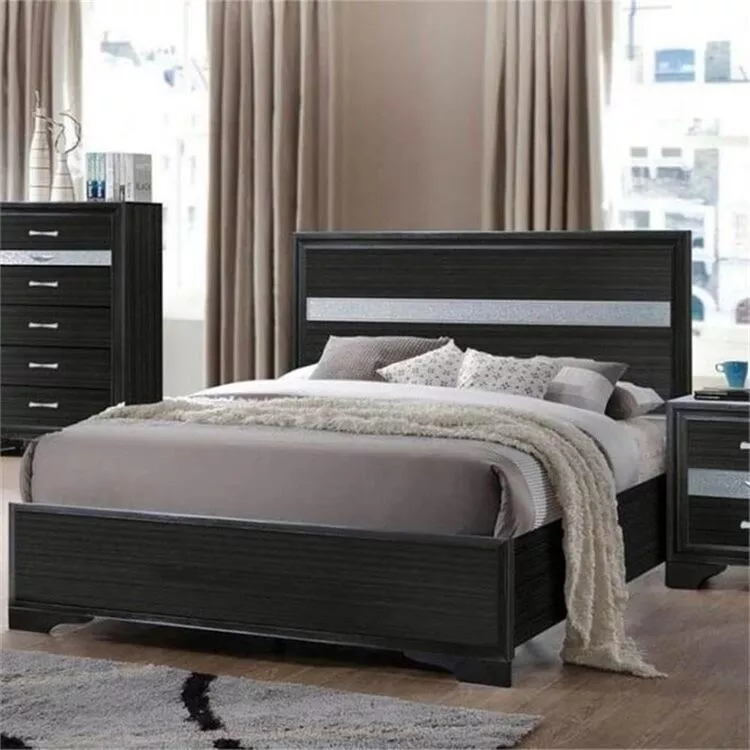 Contemporary Black Full Bed Panel Headboard Low Profile Footboard - Acme