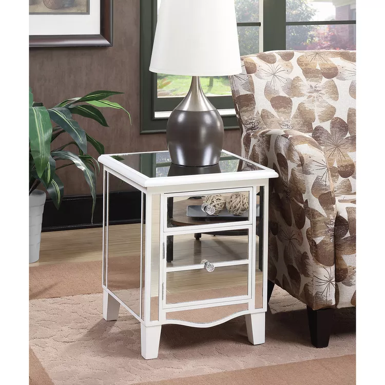 Convenience Concepts Gold Coast Park Lane Mirrored End Table