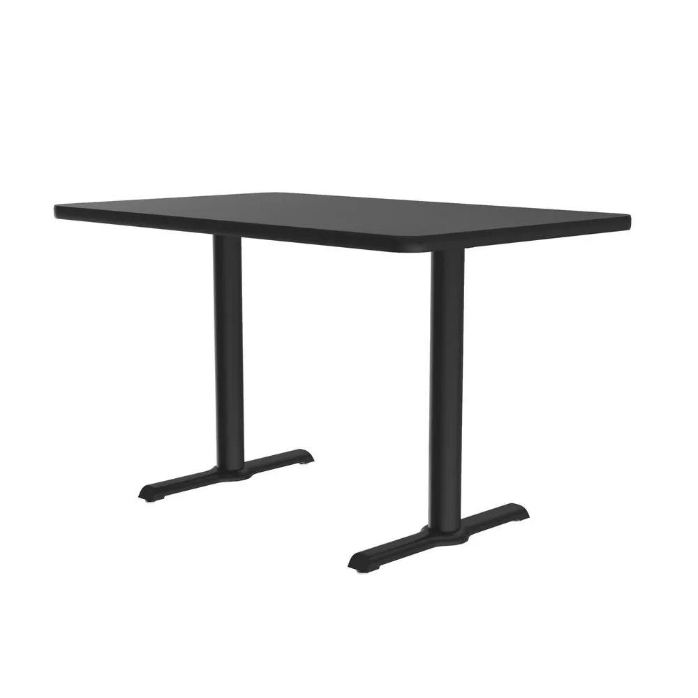 Correll Table Height Deluxe High-Pressure Café and Breakroom Table 30x60, RECTANGULAR, BLACK GRANITE, BLACK