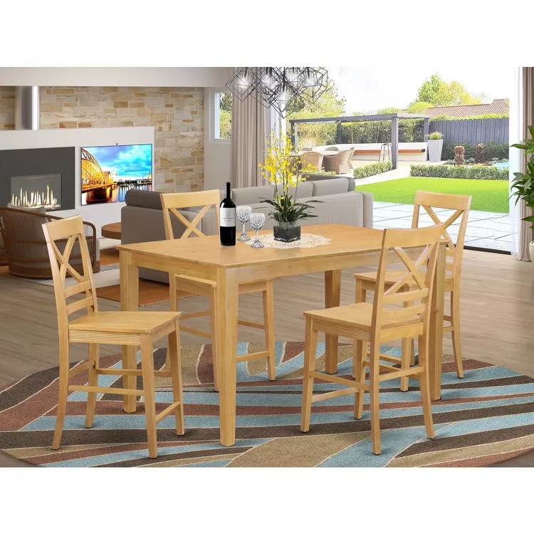 Counter Height Pub Set - High Table And Bar Stools