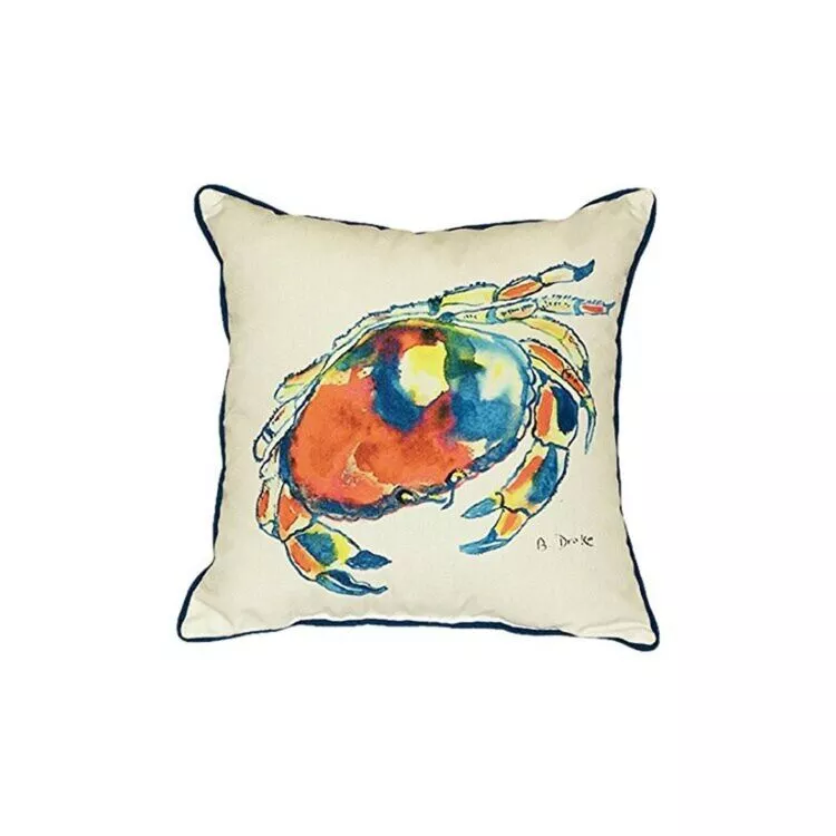 Crab Extra Large 22x22 Multicolored Polyester Throw Pillow