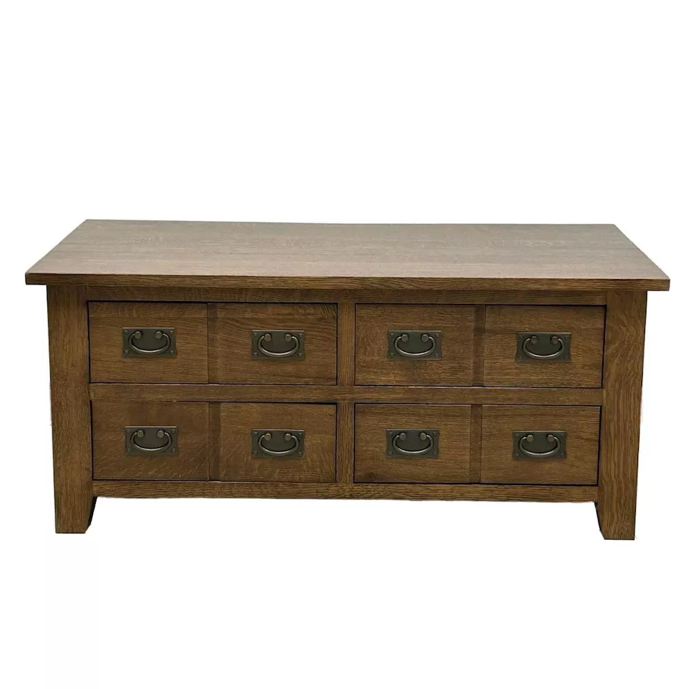 Crafters and Weavers Mission 8 Drawer Coffee Table - Walnut