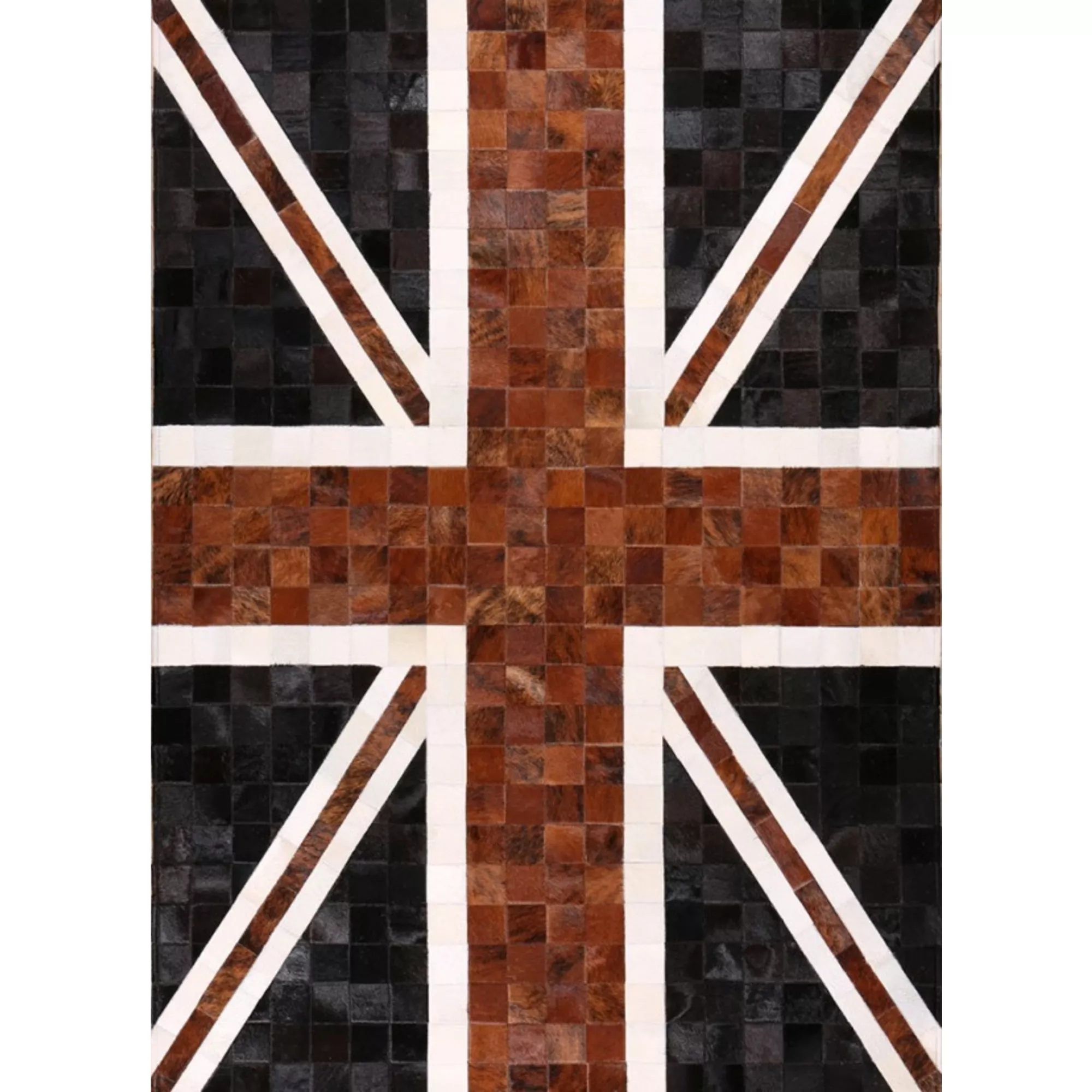 Custom Union Jack Genuine Cowhide Patchwork Rug