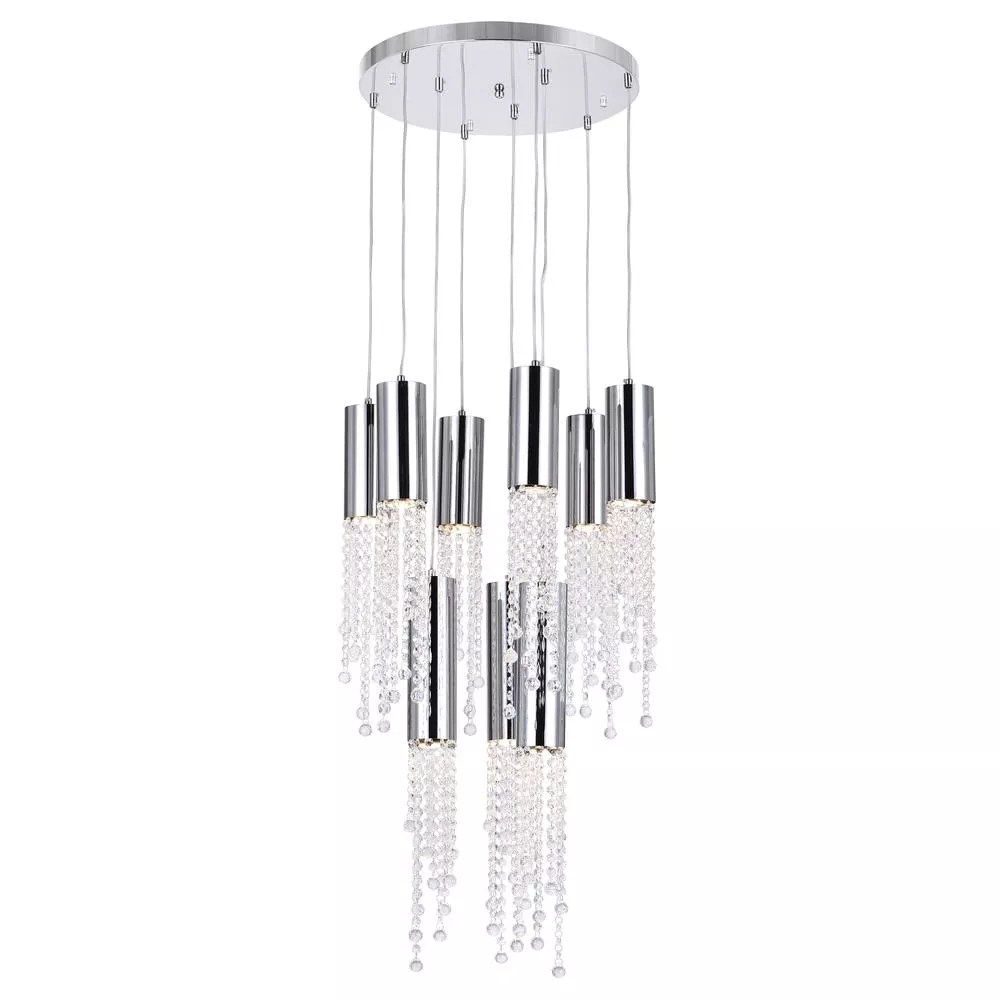 CWI Lighting Extended 9 Light Multi Light Pendant With Chrome Finish