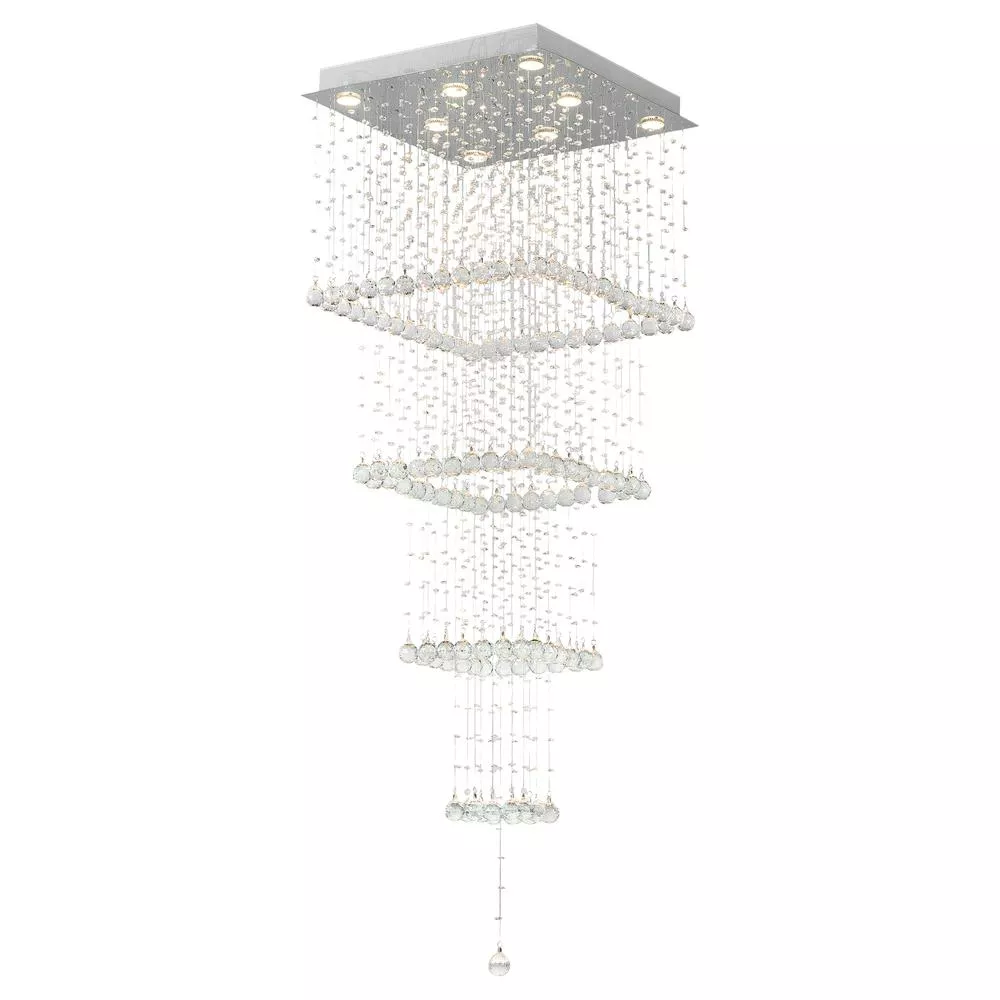 CWI Lighting Square 8 Light Flush Mount With Chrome Finish