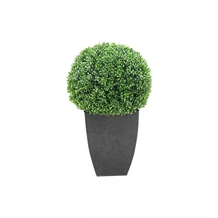 D&W Silks Boxwood Ball in Square Planter