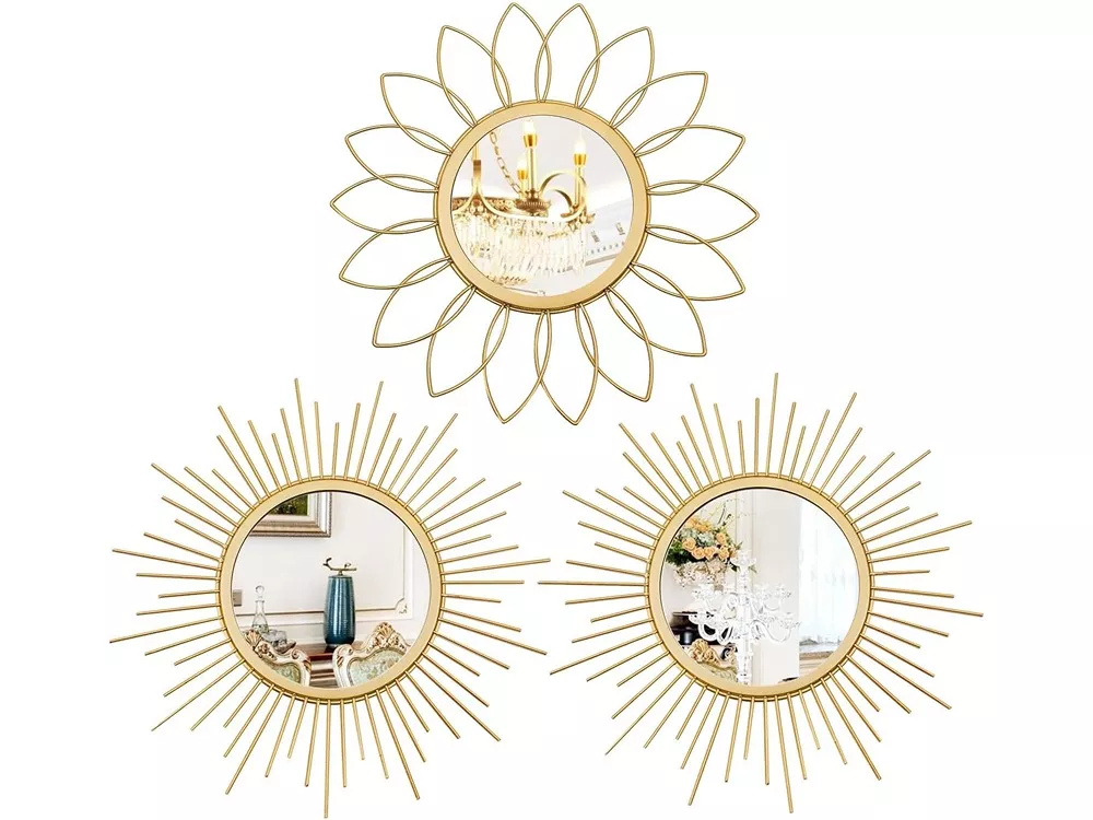 Decorative Sunburst Wall Mirror for Home Décor, Reflective Accent Design