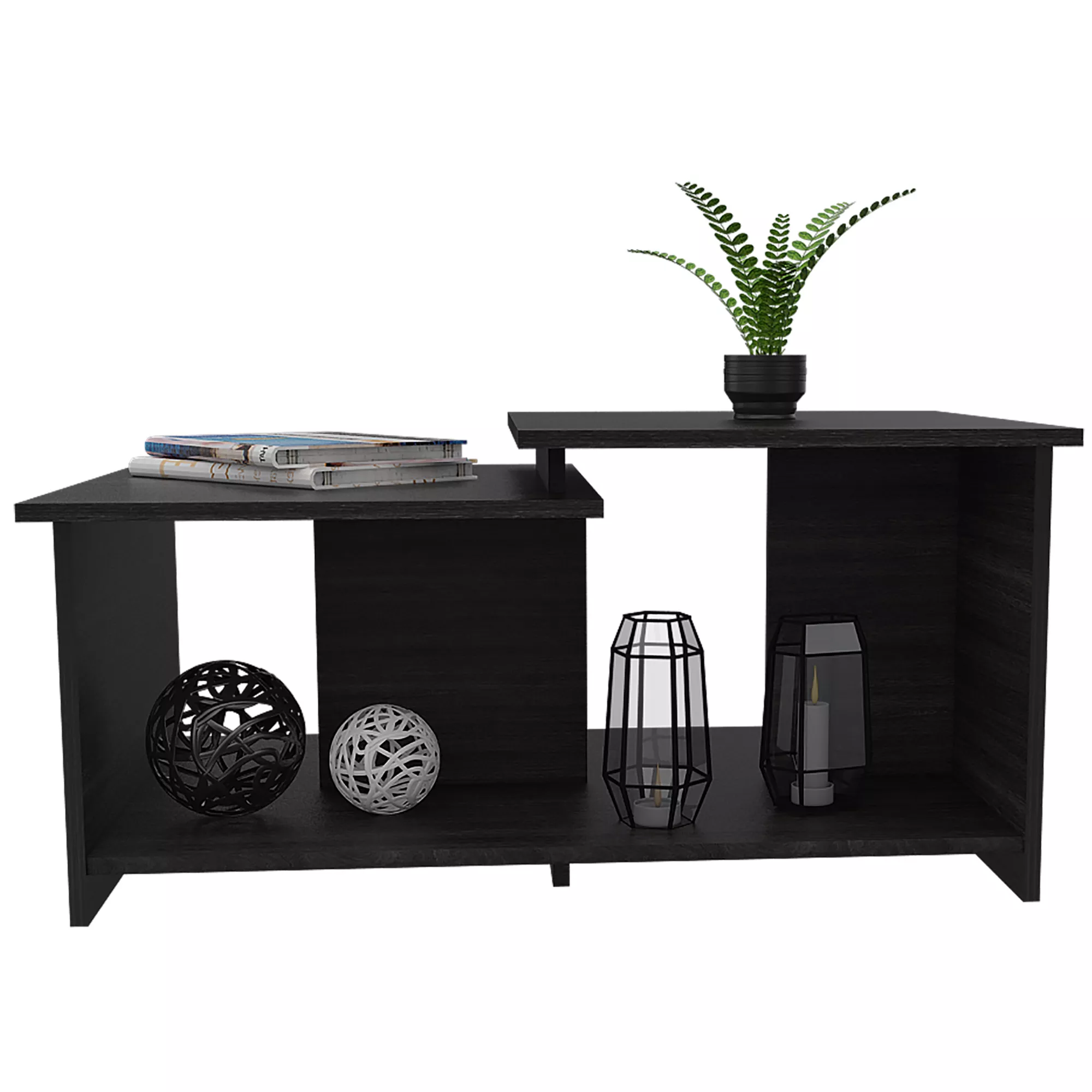 DEPOT E-SHOP Leanna 3 Coffee Table, Lower Open Shelf, Black