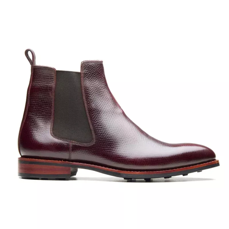 Destrier - Chelsea Boot - Burgundy Hatch Grain