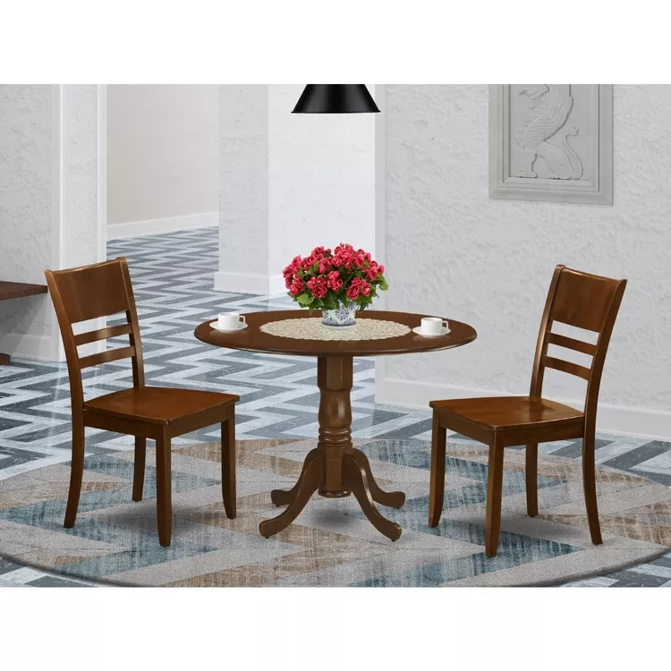 Dinette Table With 2 Drop Leaves And Leather Kitchen Chairs