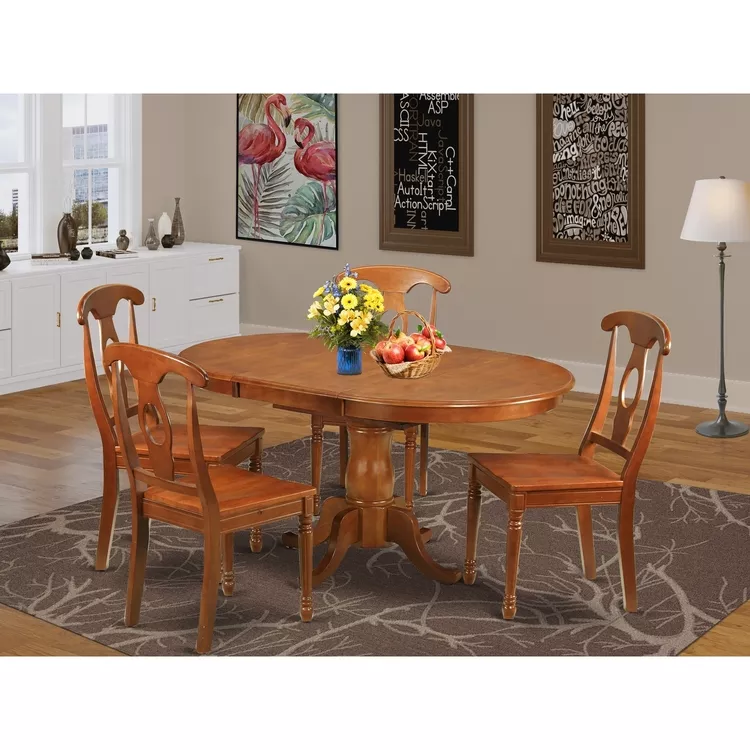 Dining Room Set-Oval Dining Table With Leaf And Chairs