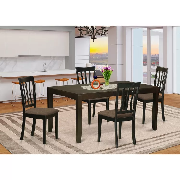 Dining Table Set with 4 Chairs & Bench - 36x66 Inch