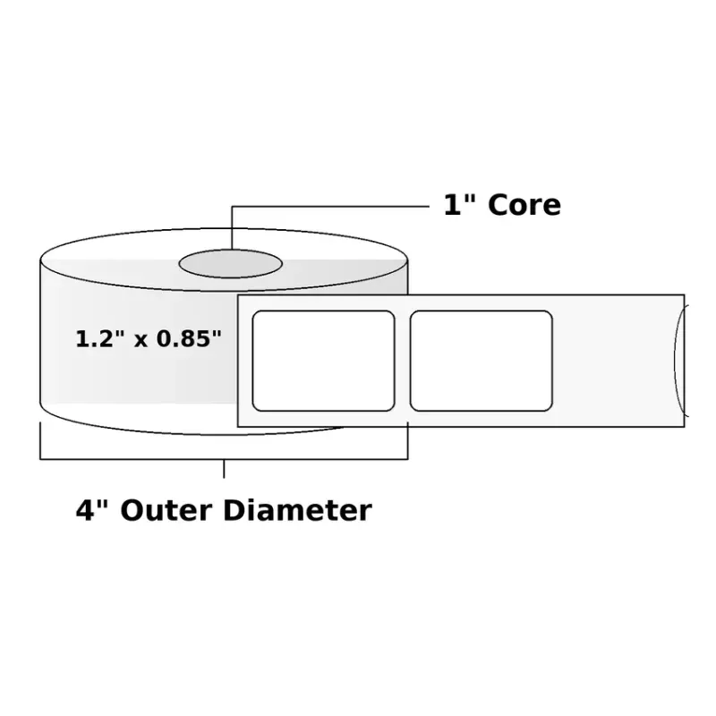 Direct Thermal Labels - Metrc Label - 1.2" x 0.85" - 1" Core / 4" Outer Diameter - (1,585 Labels Per Roll)