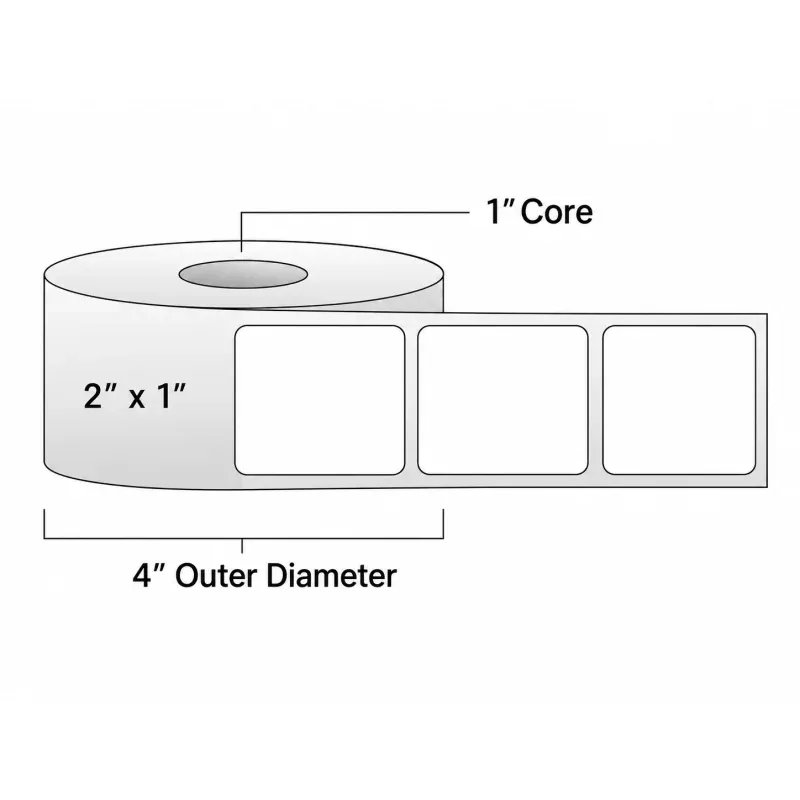 Direct Thermal Labels - Metrc Label - 2" x 1" - 1" Core / 4" Outer Diameter - (1340 Labels Per Roll)