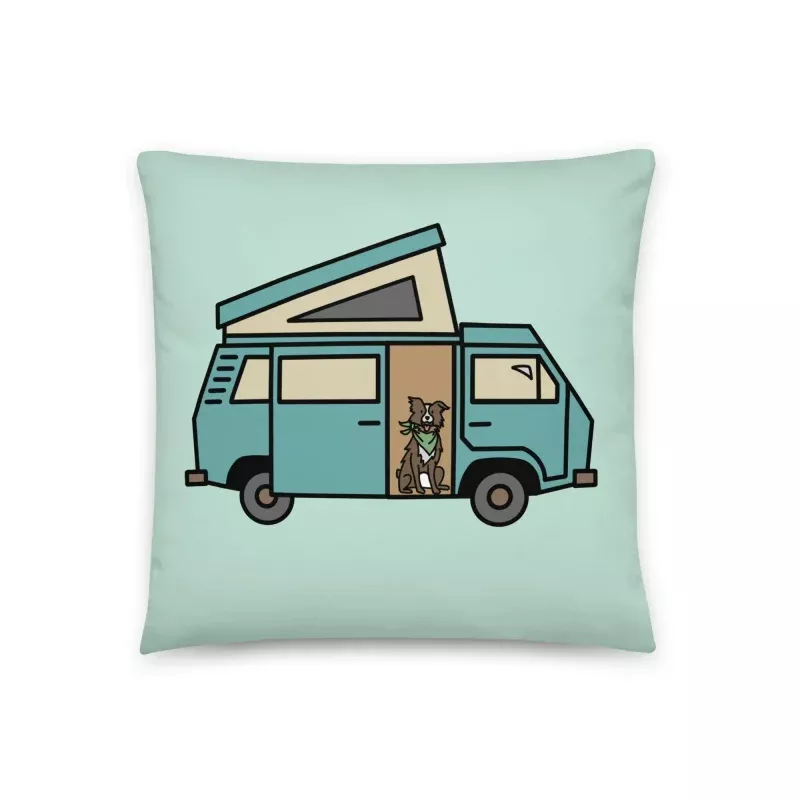 Dog in Van Throw Pillow