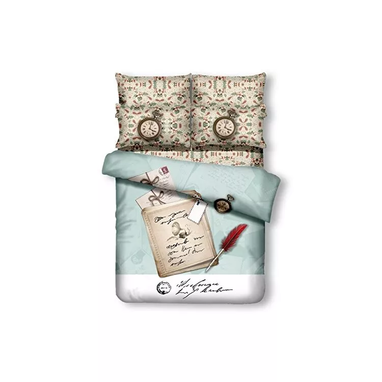 Dolce Mela Queen Duvet Cover Set - Clocks Design