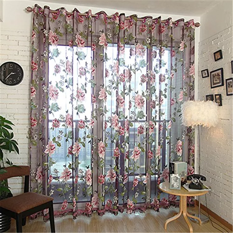 Dolce Mela Sheer Curtains - Floral Design