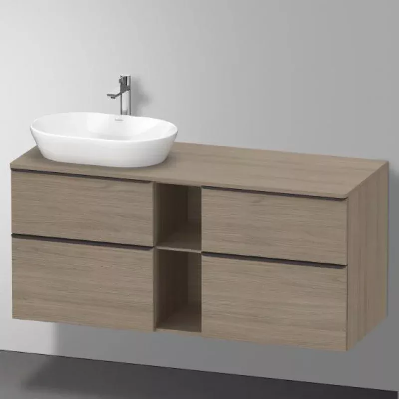 Duravit D-Neo countertop with vanity unit with 4 pull-out compartments and 1 cut-out