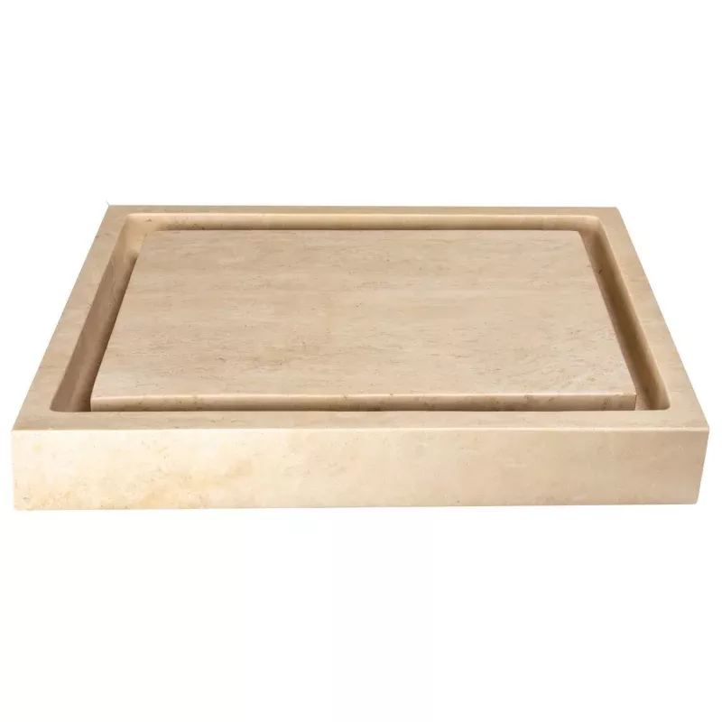 Eden Bath Rectangular Infinity Pool Sink - Honed Beige Travertine