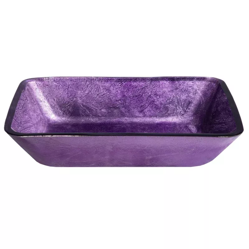 Eden Bath Rectangular Purple Foil Glass Vessel Sink